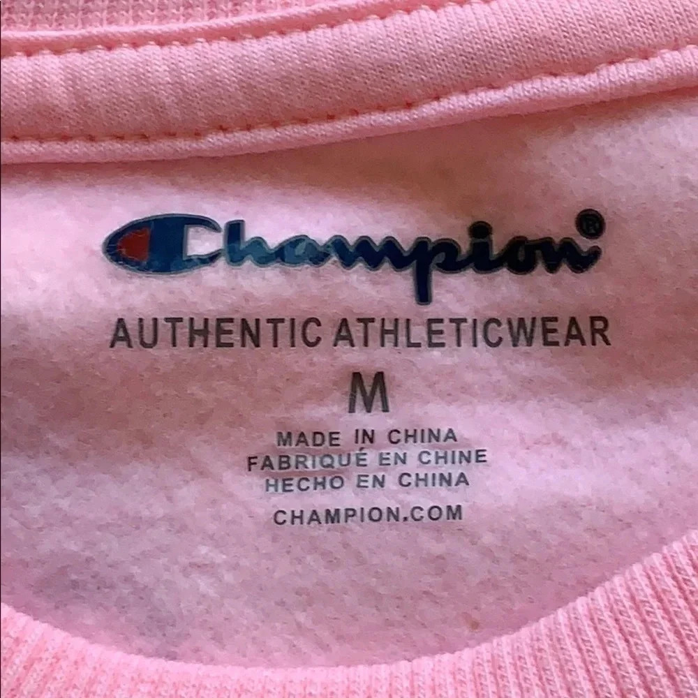 Girls Champion All Over Logo Pink Crewneck Sweatshirt Sz Medium NWT - Picture 5 of 12